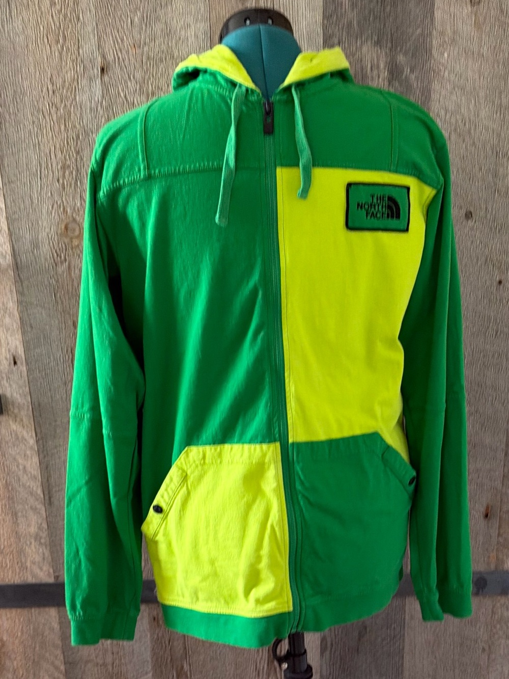 The North Face Two-Tone Lime and Emerald Green Hoodie